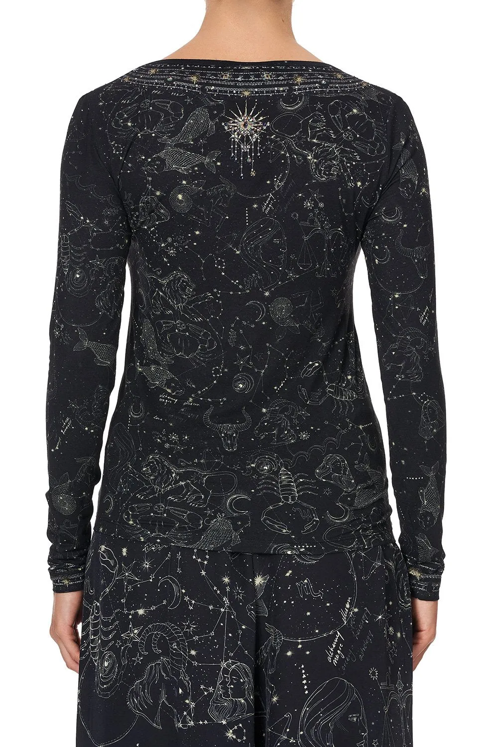 LONG SLEEVE FITTED TOP MIDNIGHT MOON HOUSE