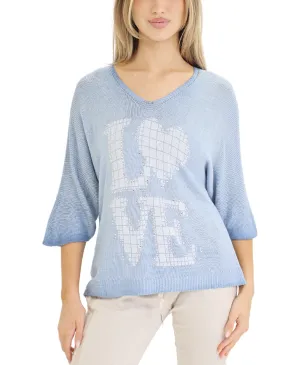 'LOVE' Knit Top w/ Rhinestones