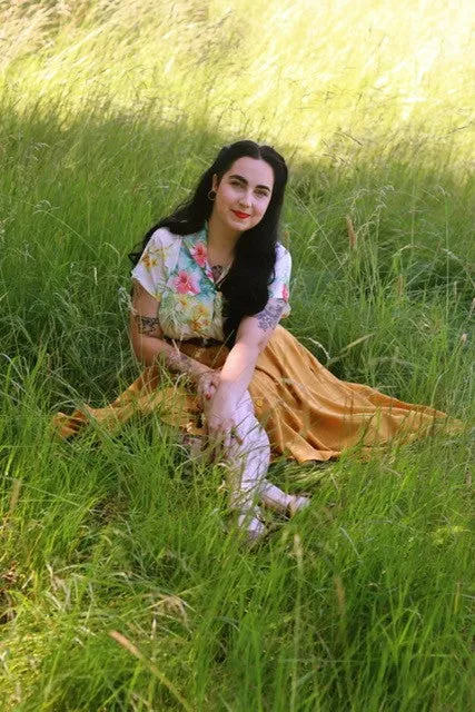*Make Do & Mend* Sample Sale "Beverly" Skirt in Mustard size 8 .. PLEASE READ FULL DESCRIPTION ..