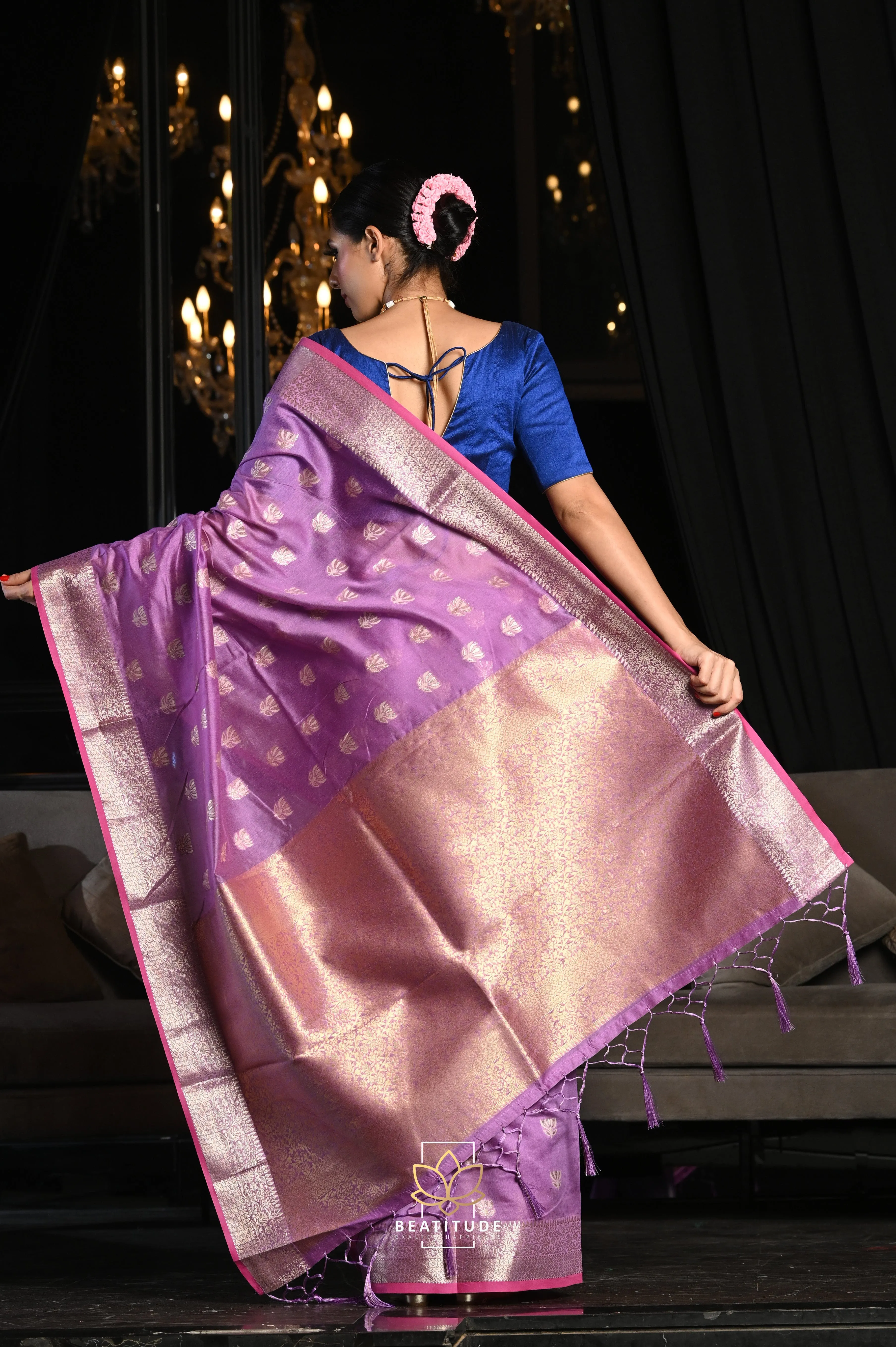 Mauve Woven Banarasi Soft Modal Silk Saree