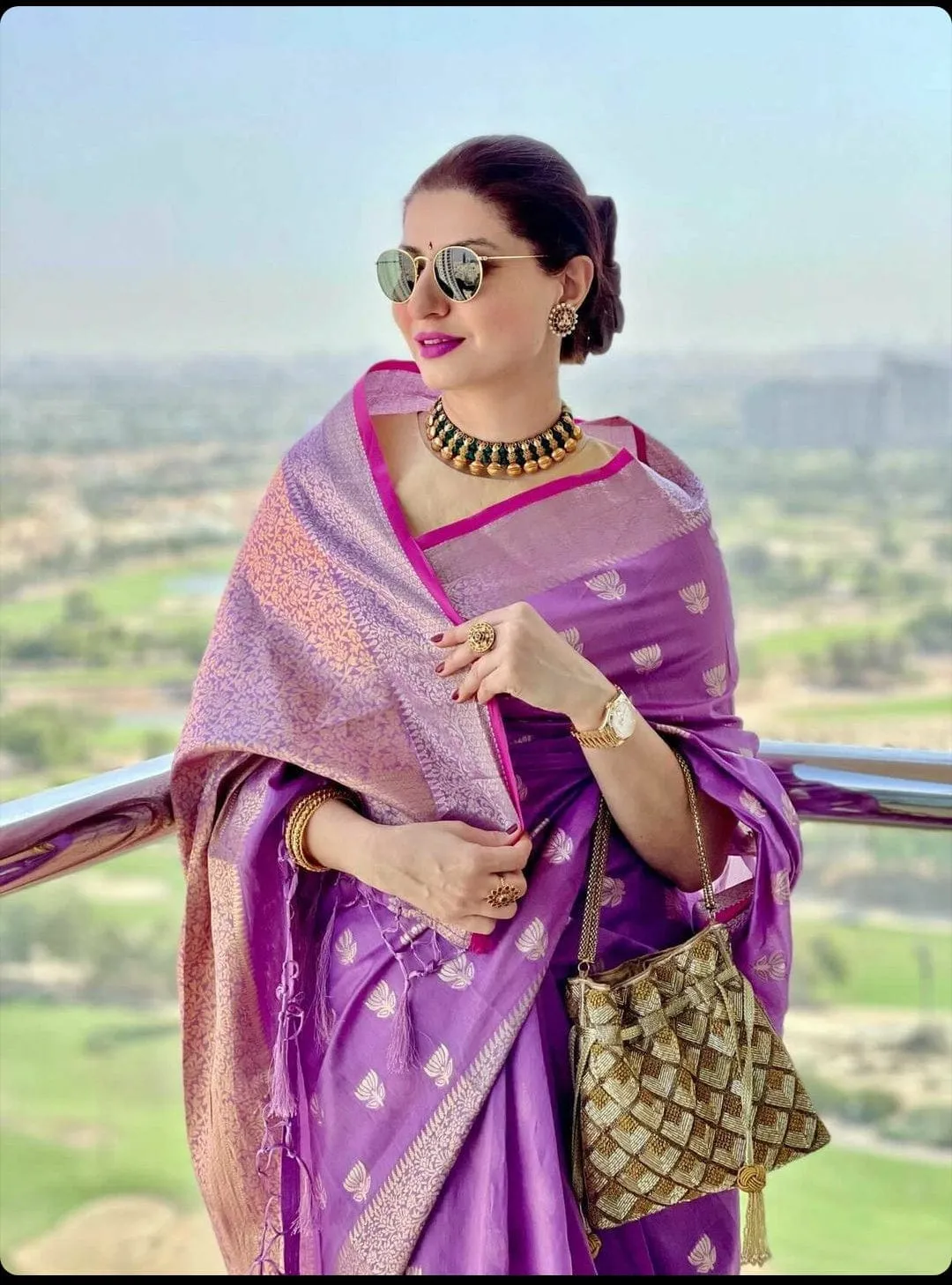 Mauve Woven Banarasi Soft Modal Silk Saree