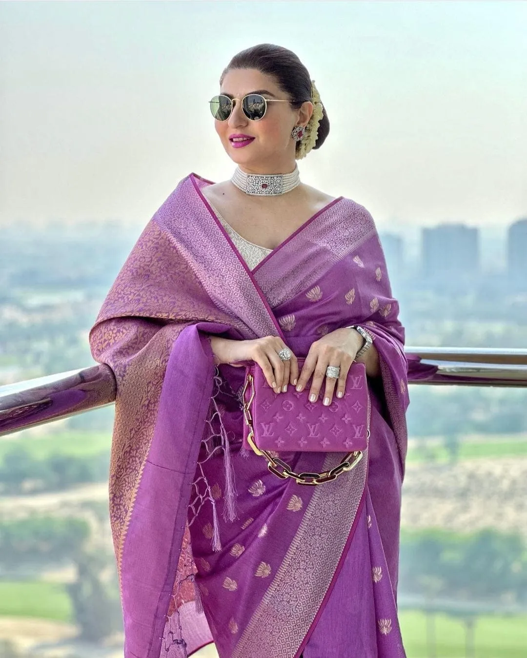 Mauve Woven Banarasi Soft Modal Silk Saree