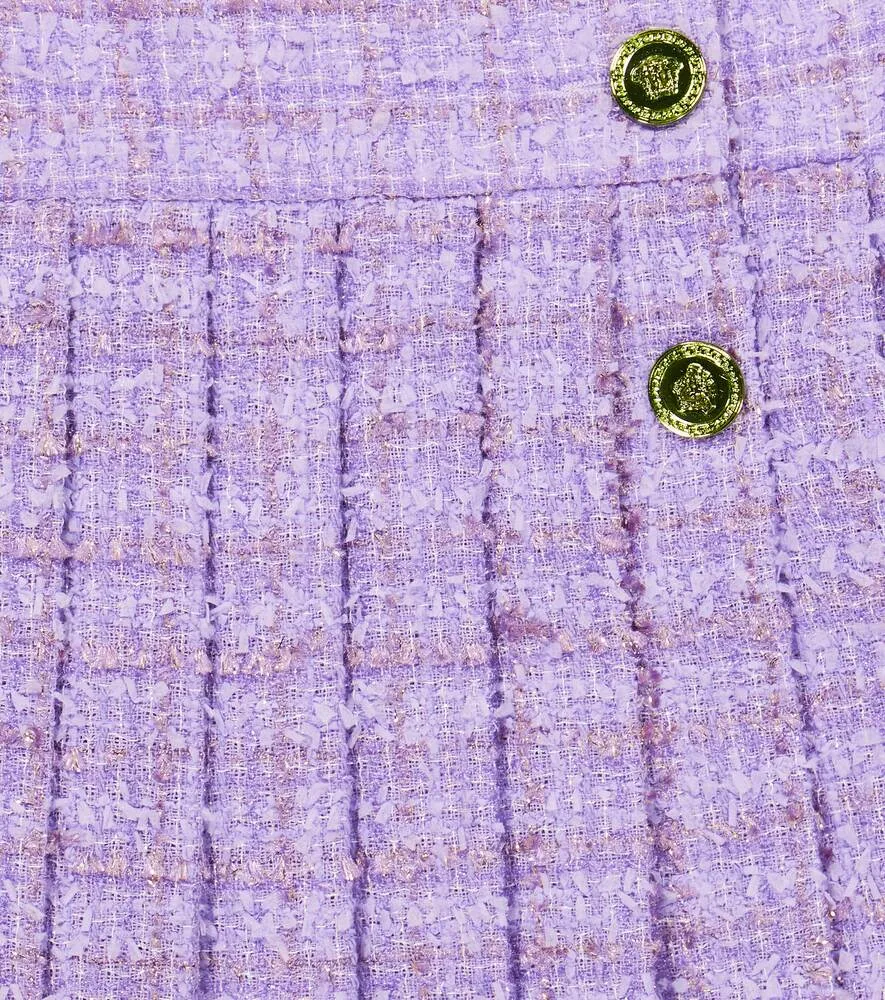 Medusa Versace Pleated Tweed Skirt, Purple