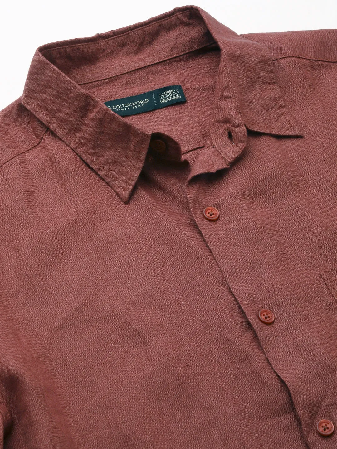 Men's Red 100% Linen Regular Fit Shirt