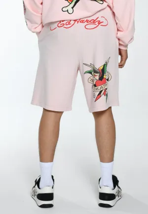 Mens True Till Death Sweat Shorts - Washed Pink