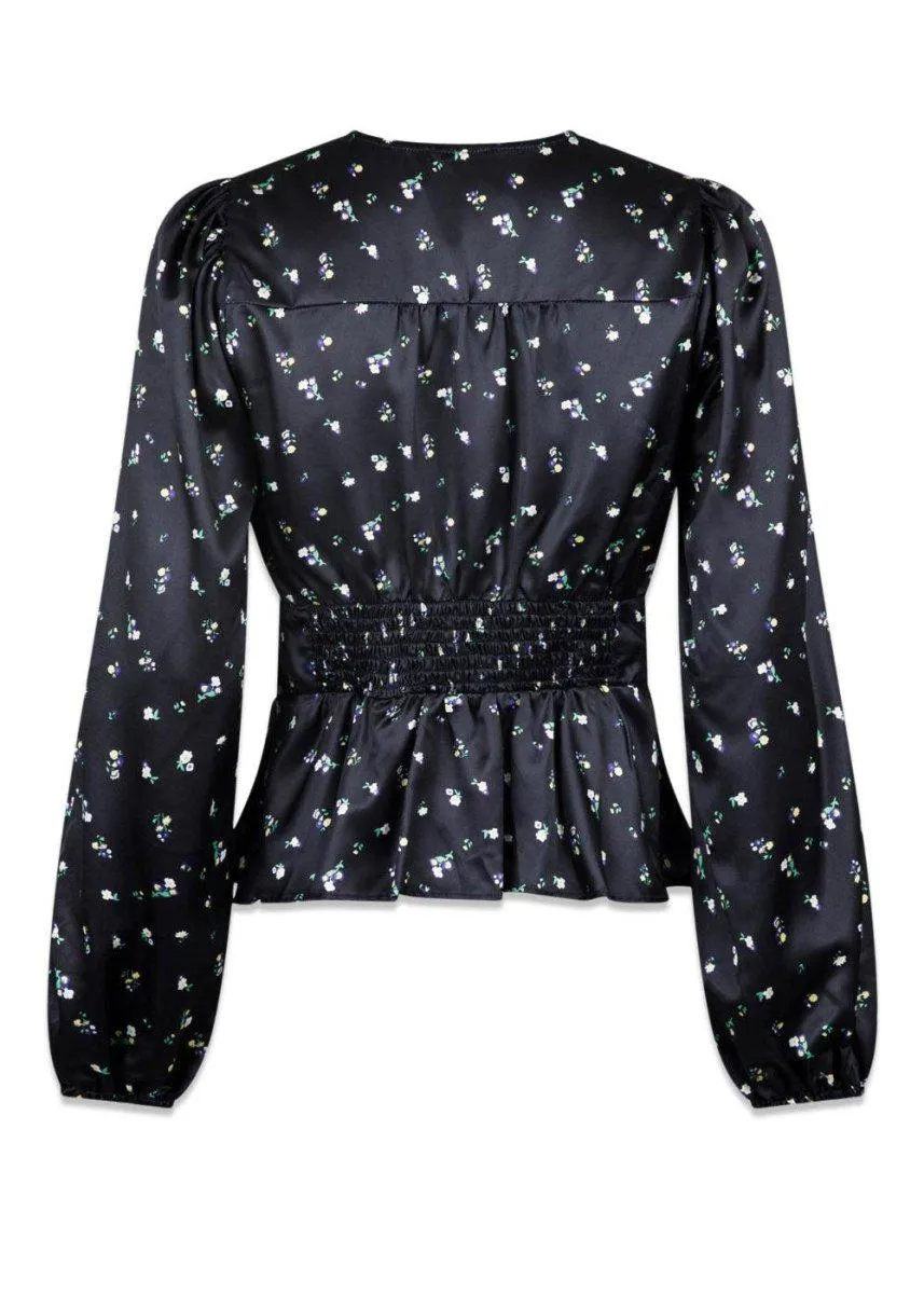 Meryl Midnight Flower Blouse - Black