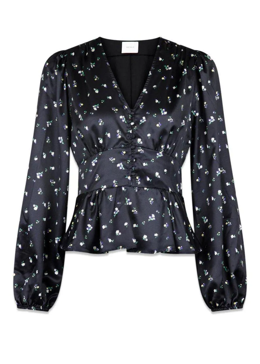Meryl Midnight Flower Blouse - Black
