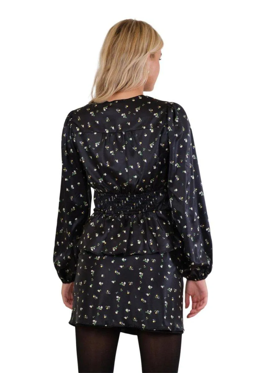 Meryl Midnight Flower Blouse - Black