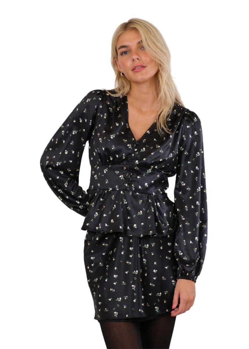 Meryl Midnight Flower Blouse - Black
