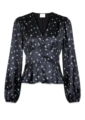 Meryl Midnight Flower Blouse - Black