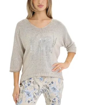 Metallic Heart Knit Top
