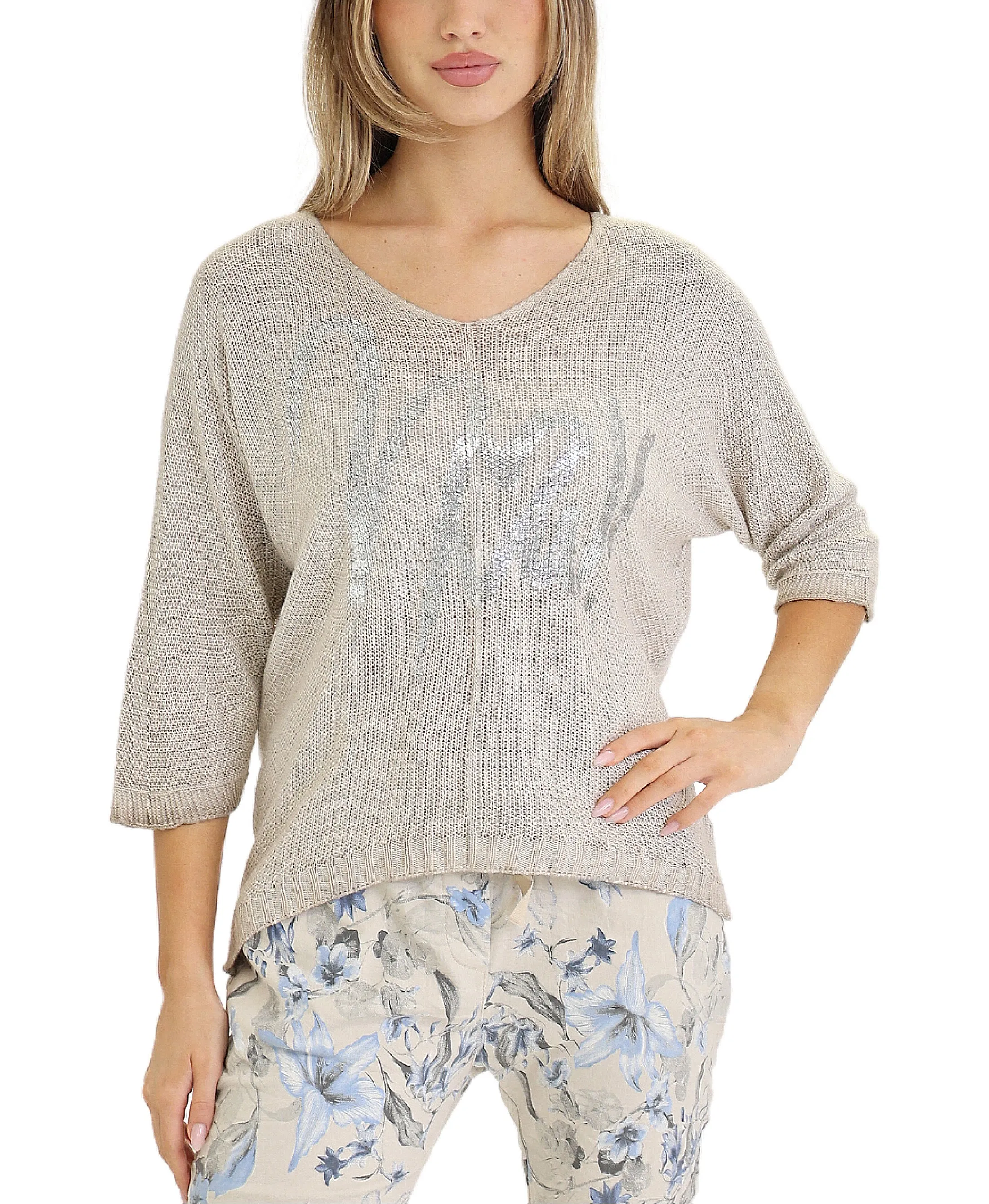 Metallic Heart Knit Top