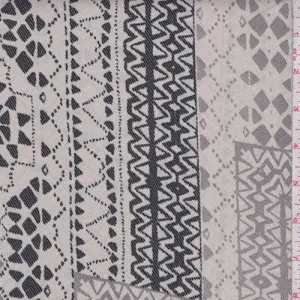 Misty Beige/Onyx Deco Tile Crepe Georgette Fabric