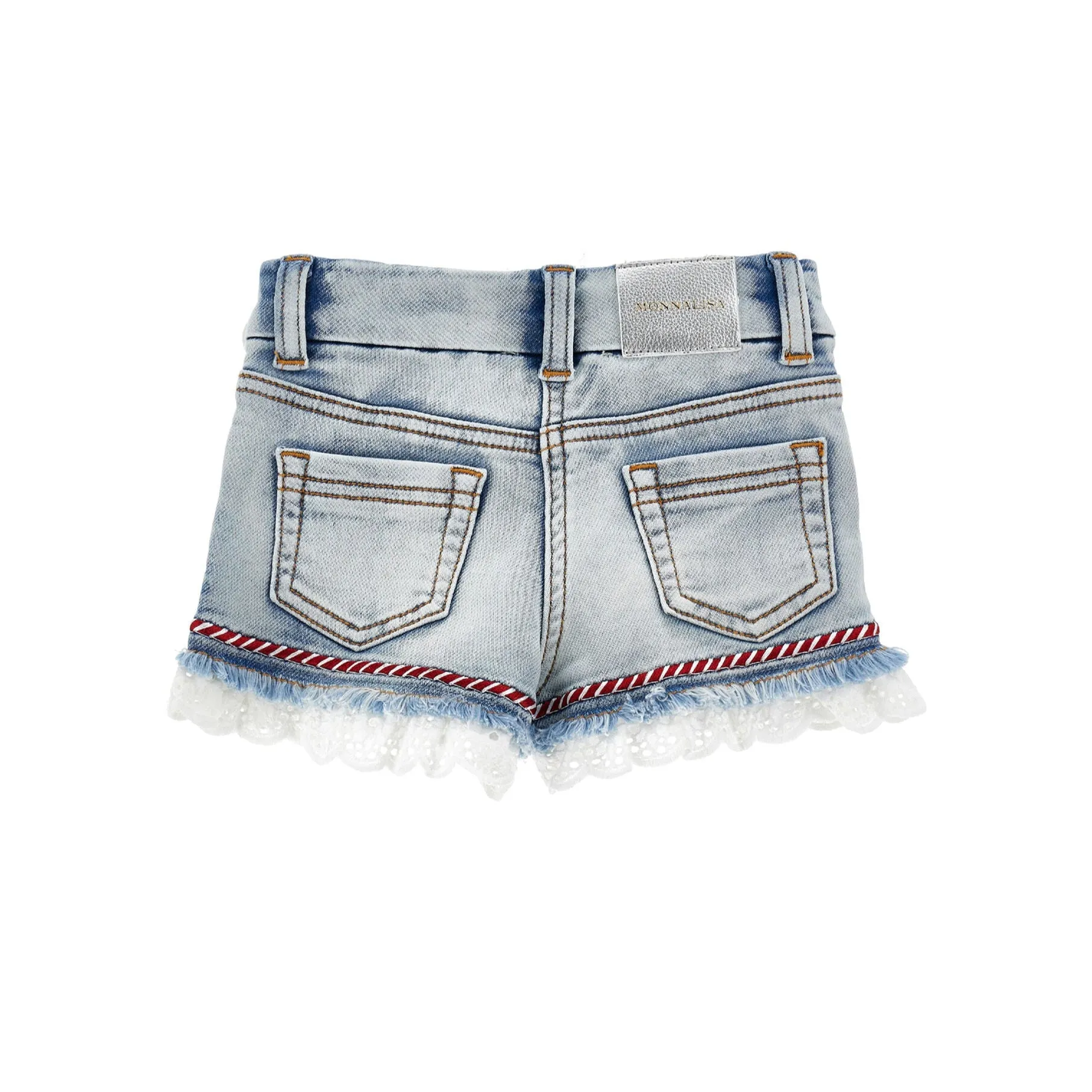 Monnalisa Girl's Sangallo Lace Denim Shorts