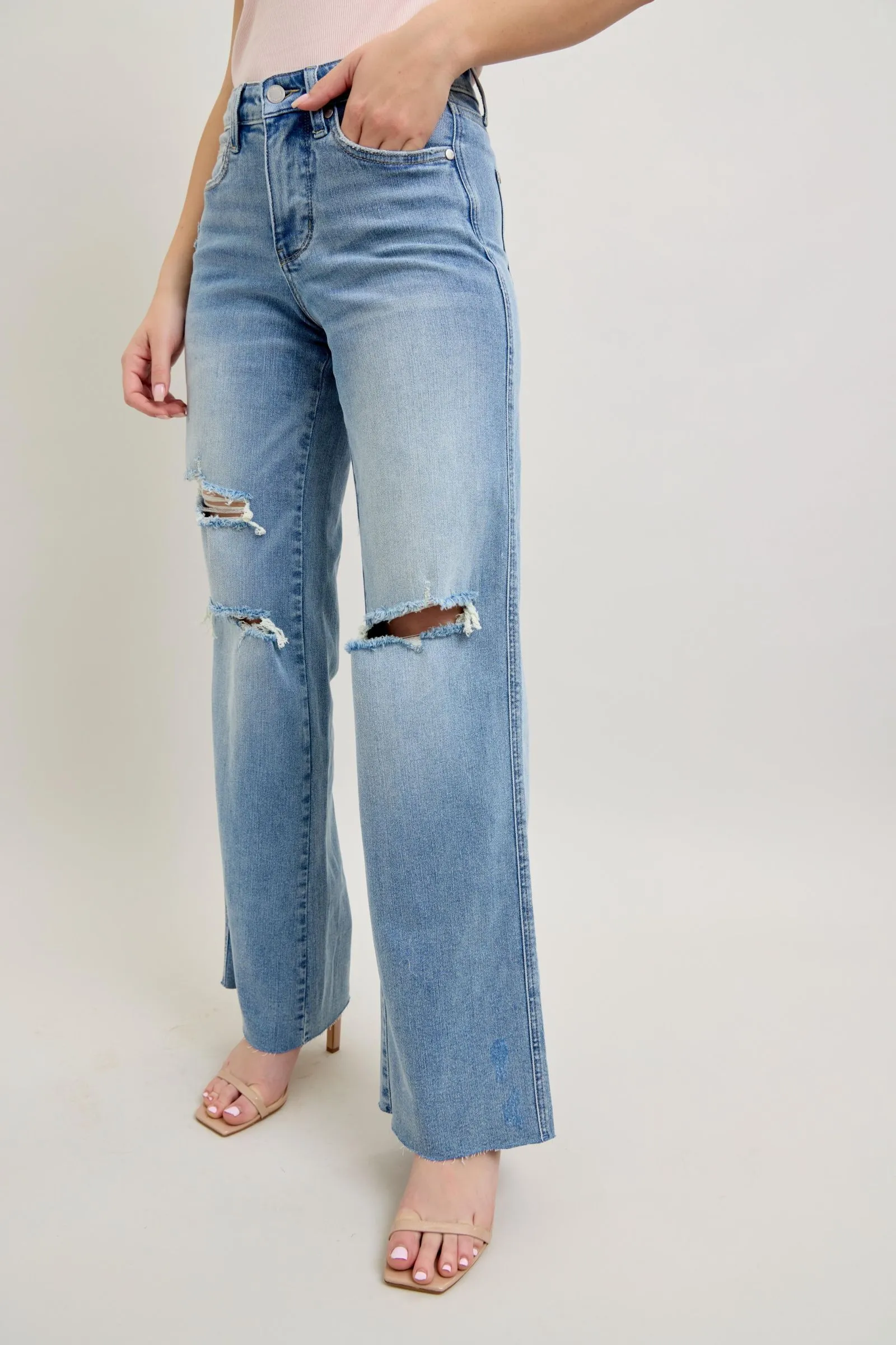 MR Tummy Control & Destroy Wide Leg Jeans
