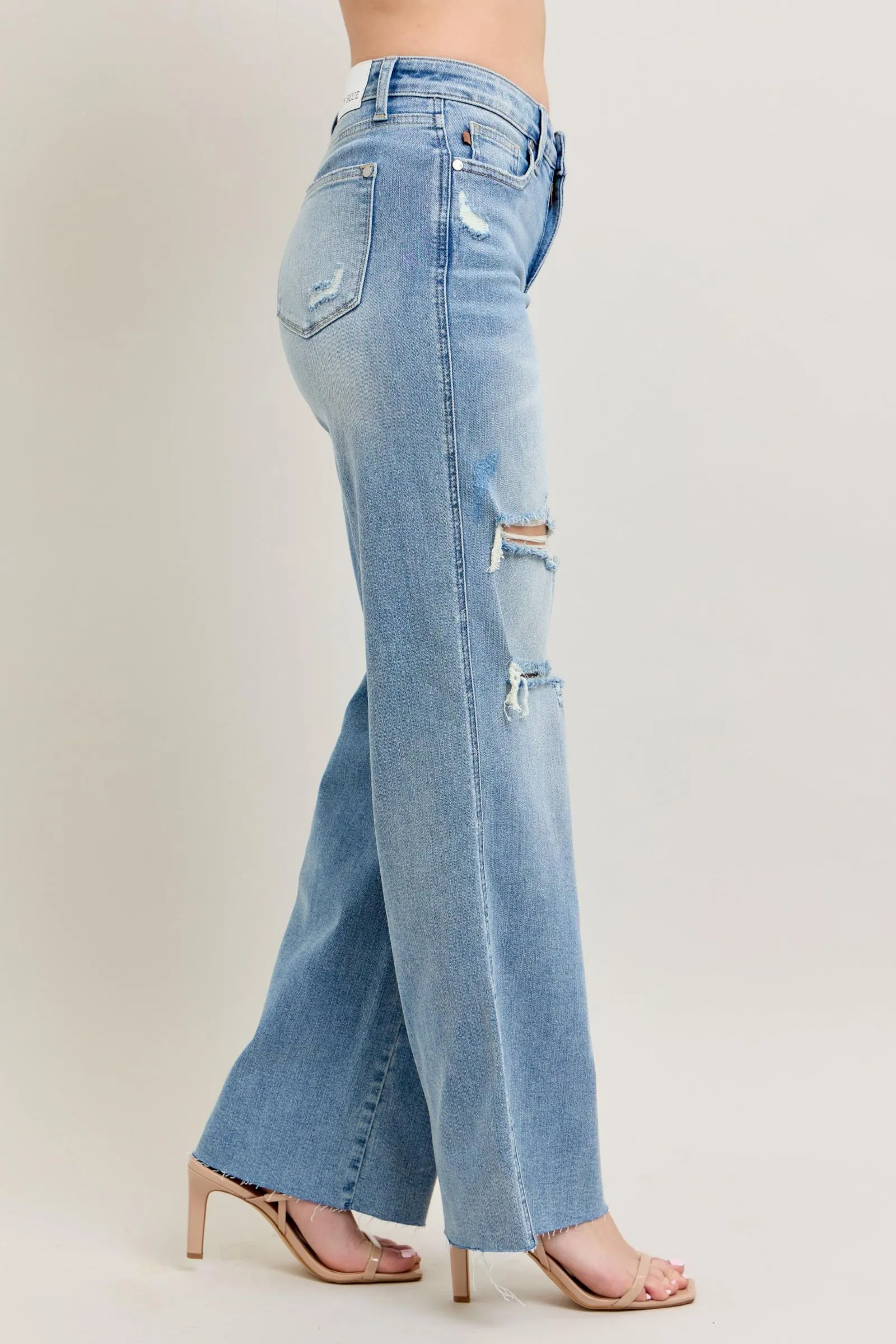 MR Tummy Control & Destroy Wide Leg Jeans