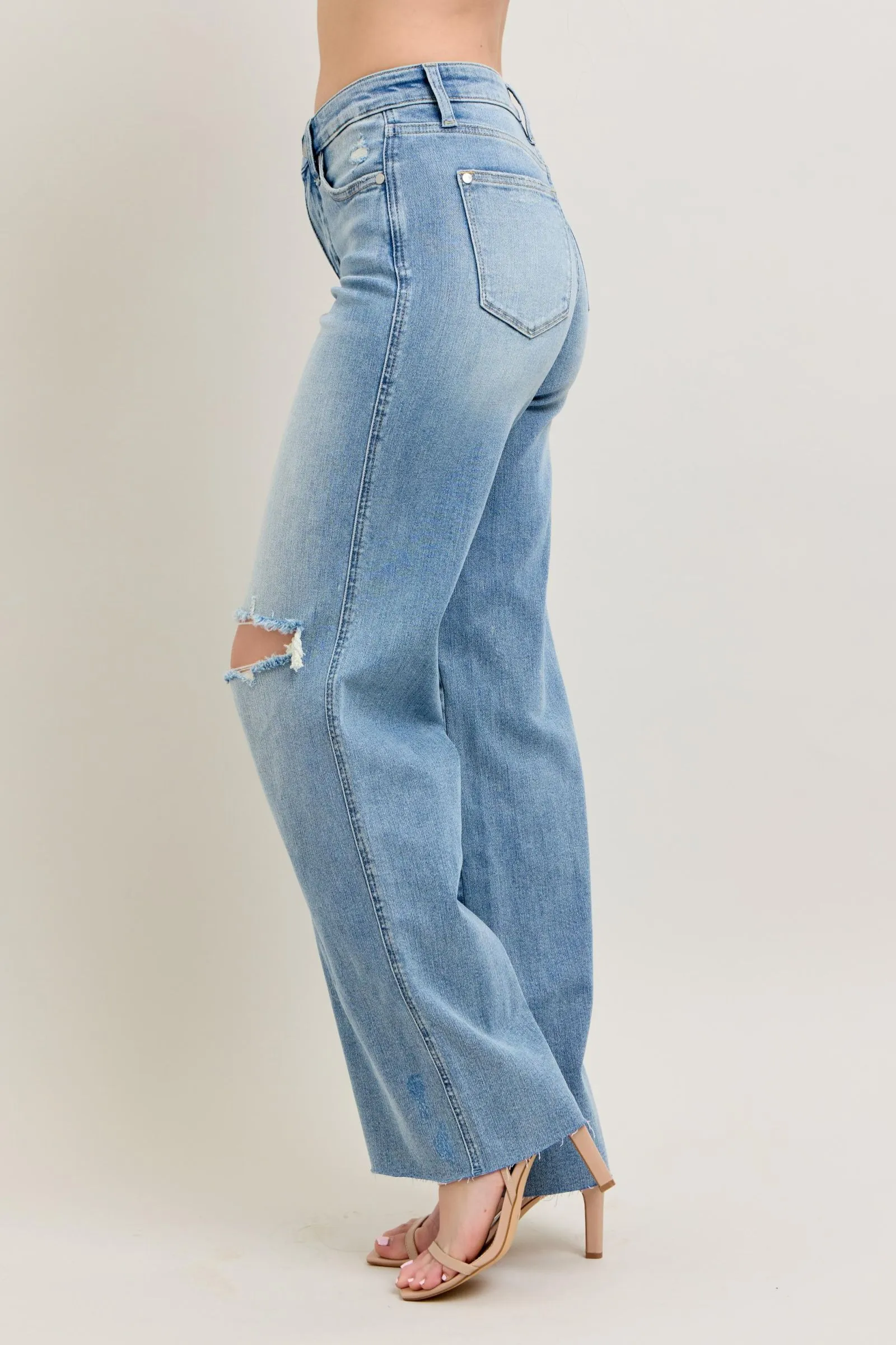 MR Tummy Control & Destroy Wide Leg Jeans