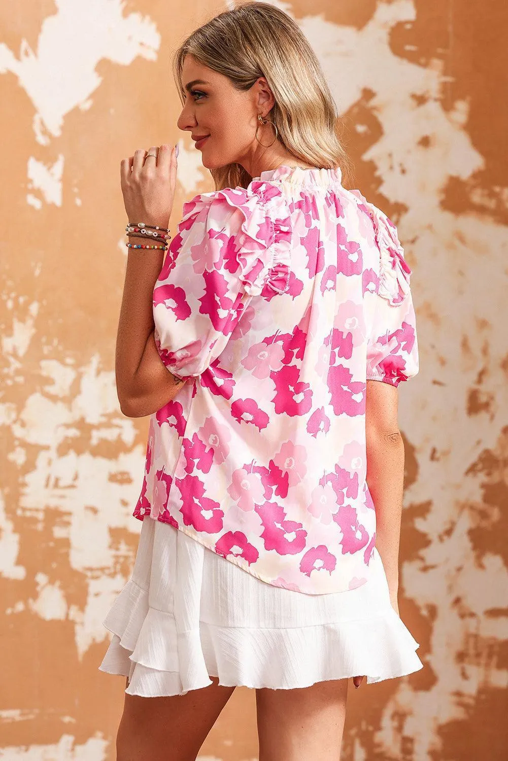 Naturally Sweet Short Sleeve Pink Floral Blouse