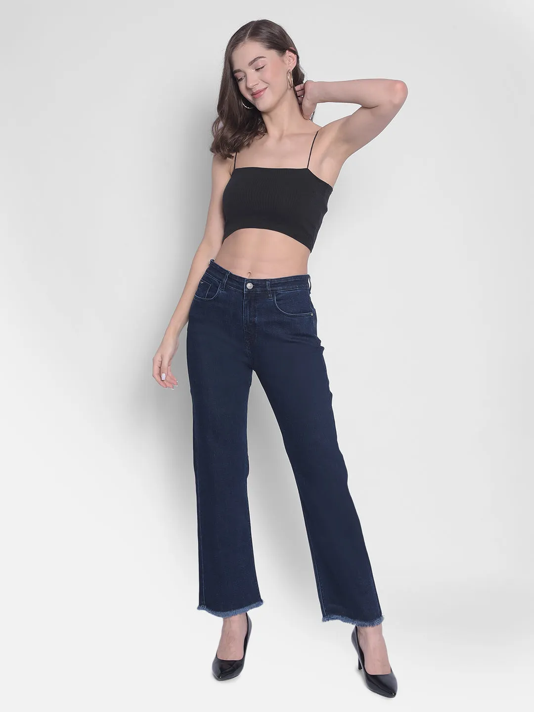Navy Blue Straight Jeans