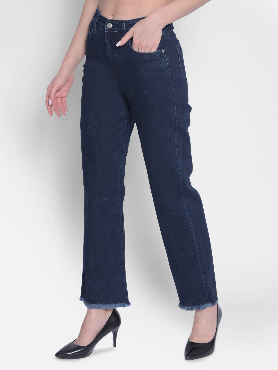 Navy Blue Straight Jeans
