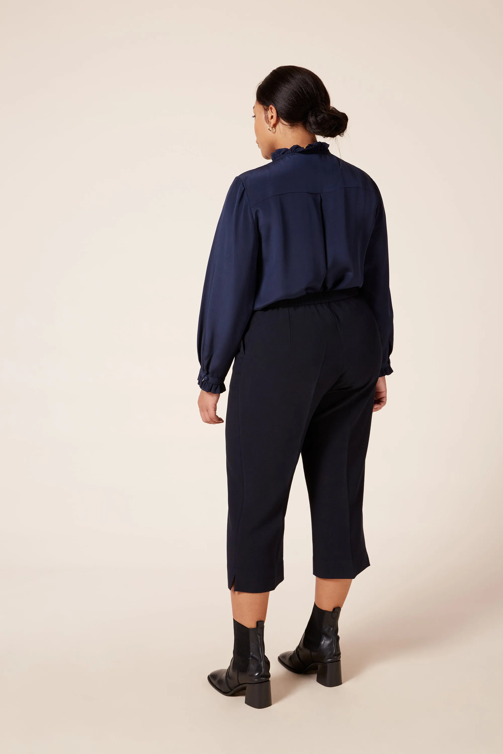 Navy Cropped Trousers