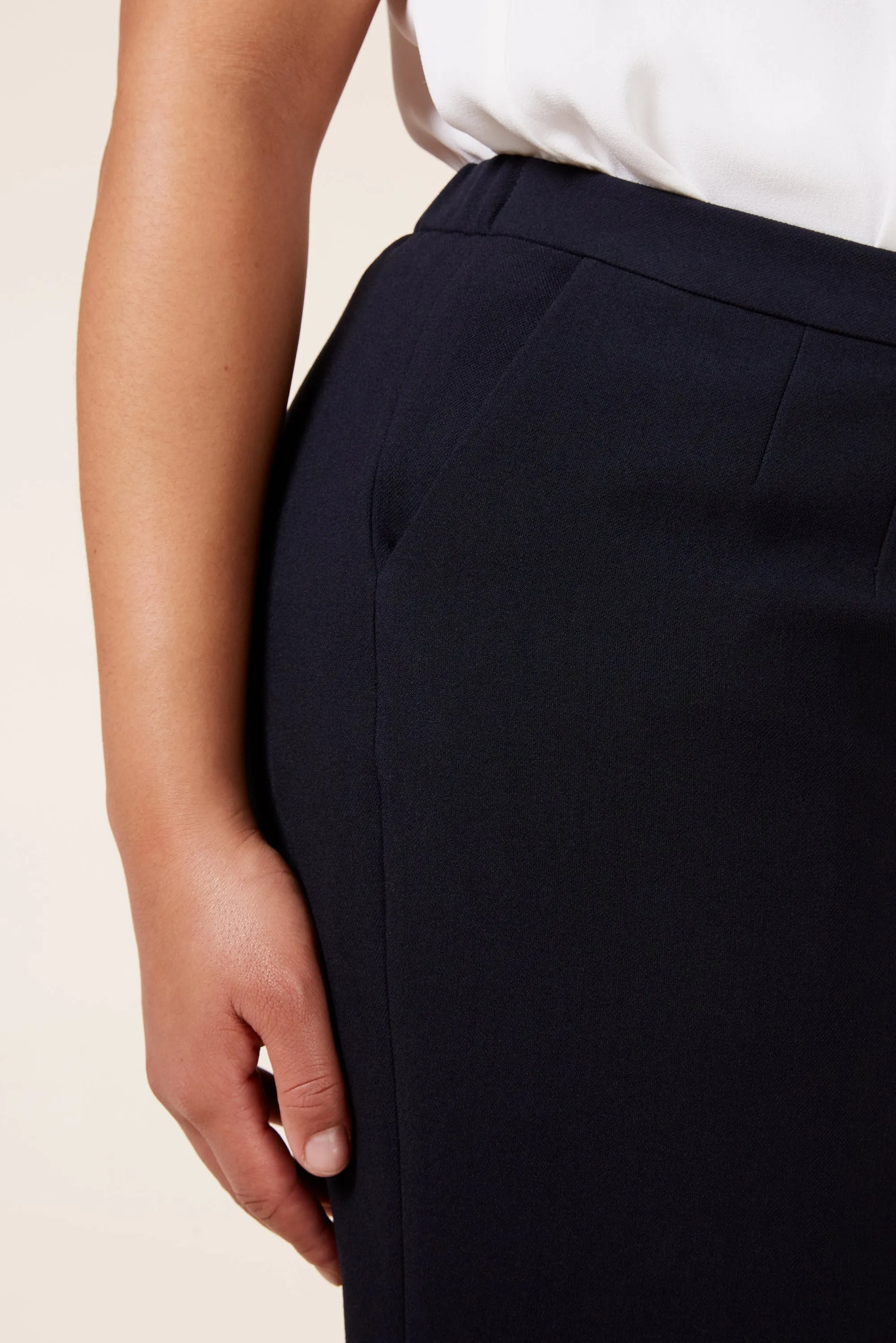 Navy Cropped Trousers