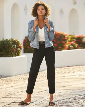 Newport Twill Pull on Crop Pant Black