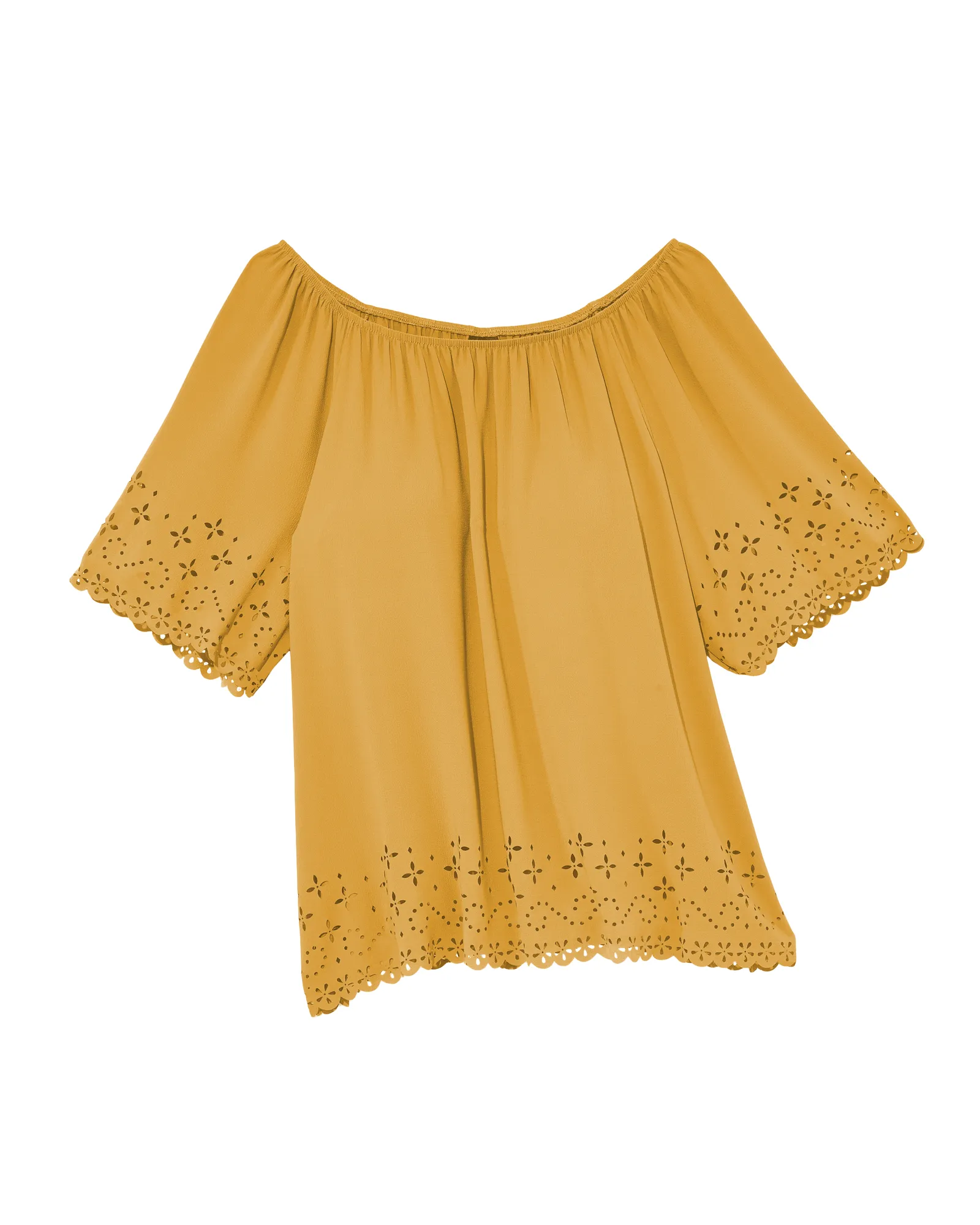 Noralee Off-the-Shoulder Top with Detailed Hem | Yellow
