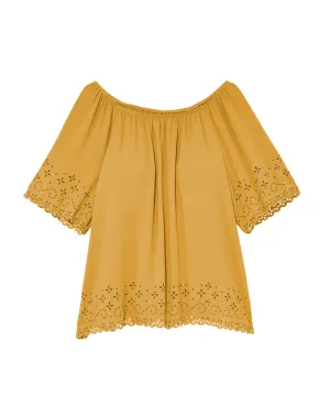Noralee Off-the-Shoulder Top with Detailed Hem | Yellow