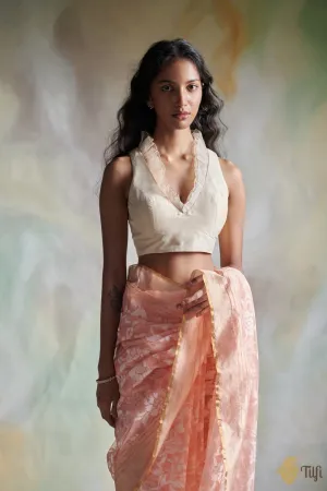 Off-White Pleated Organza Pure Silk Blouse