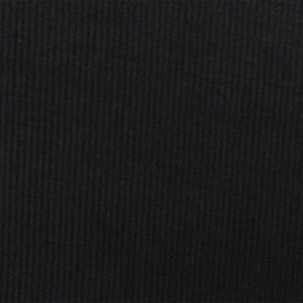 Oil Black Solid Stretch Rayon Rib Knit Fabric