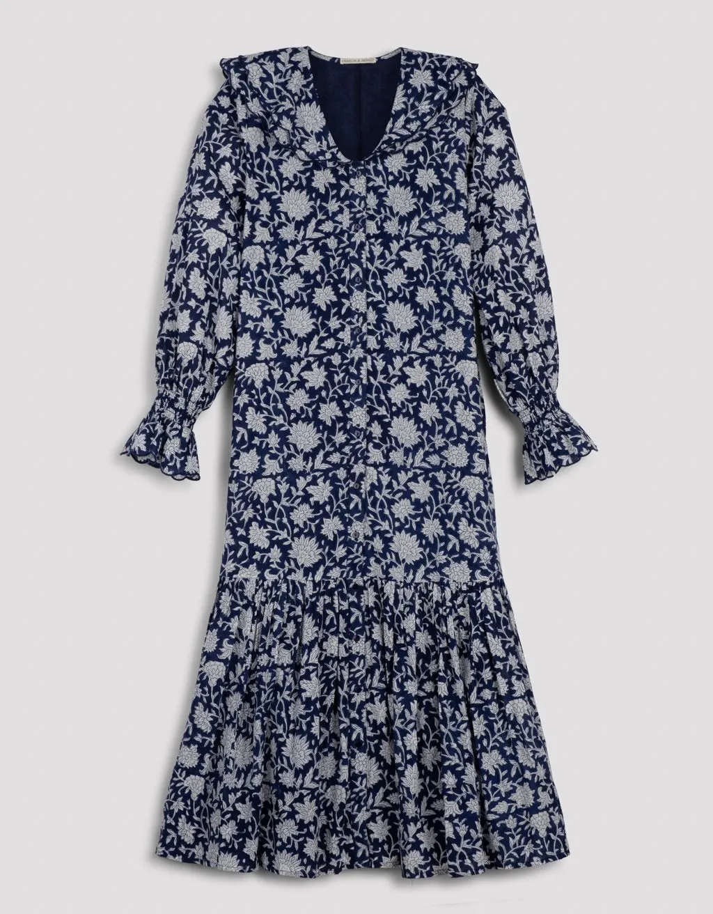 ophelia & indigo tilly scalloped edge midi dress
