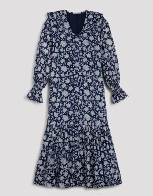 ophelia & indigo tilly scalloped edge midi dress