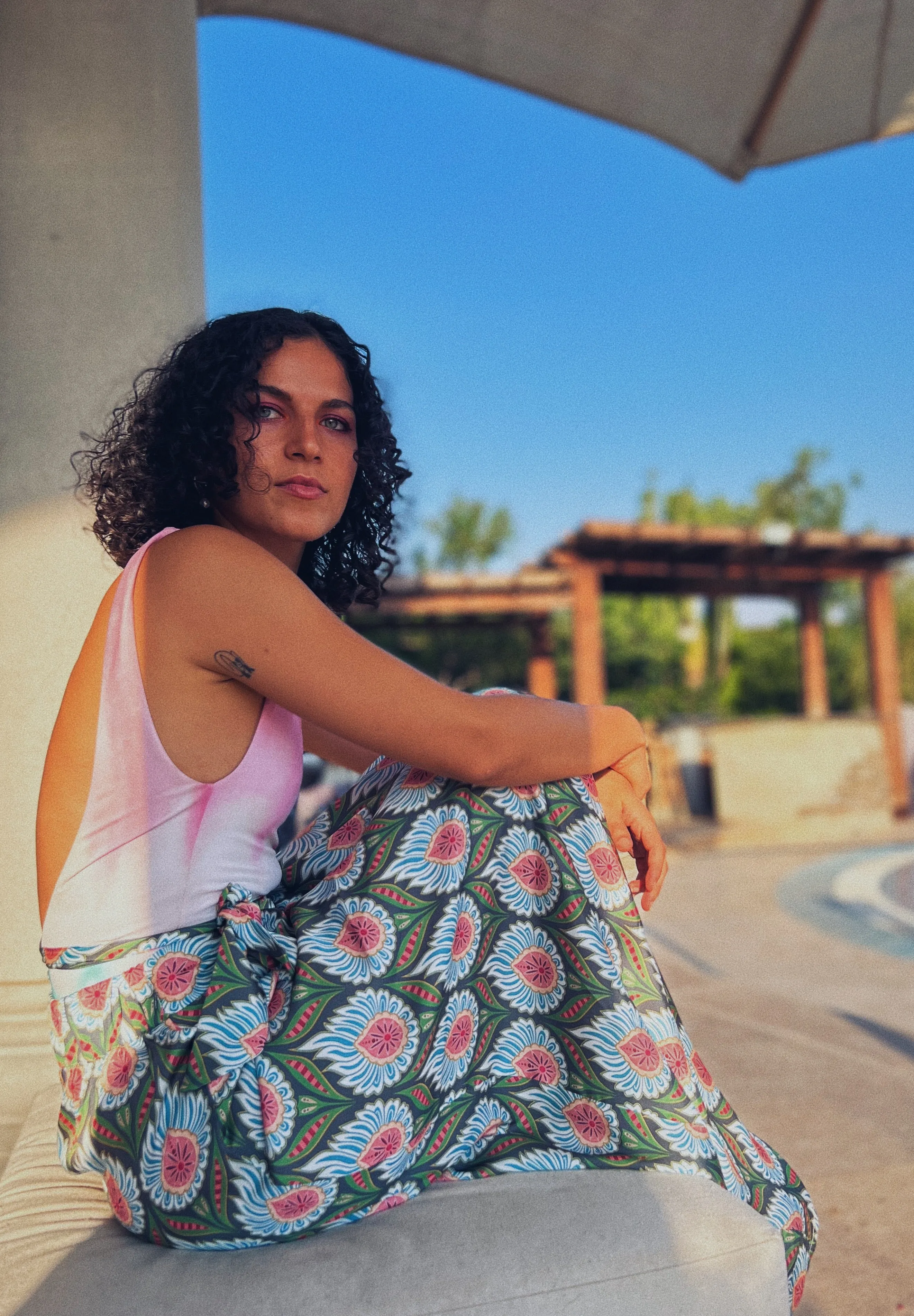 Patterned -Silk Wrap Skirt