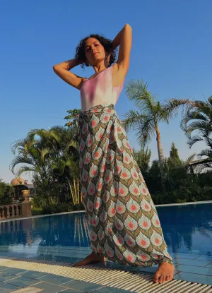 Patterned -Silk Wrap Skirt