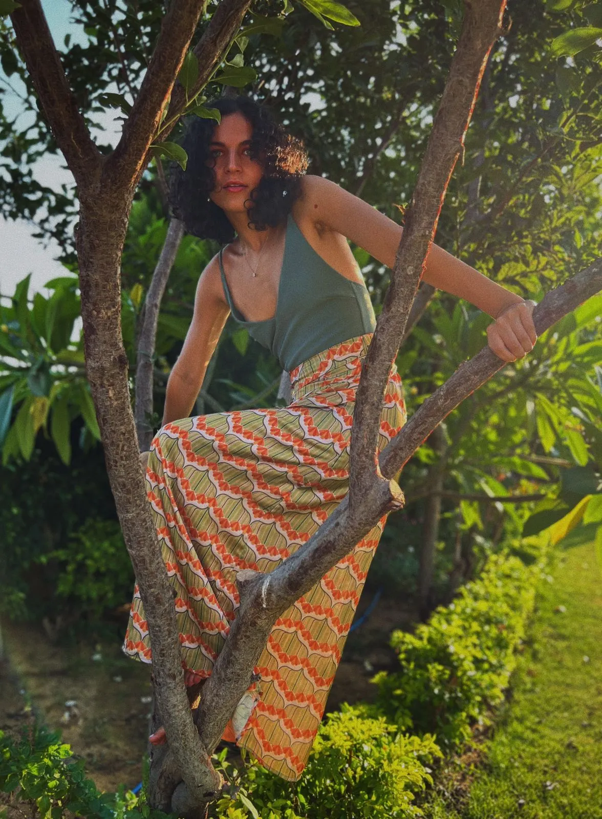 Patterned -Silk Wrap Skirt