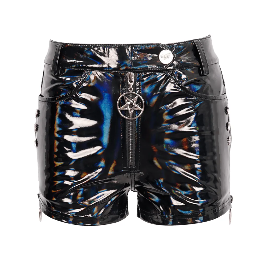 Pentagram Stylish Faux Leather Shorts for Punk Women