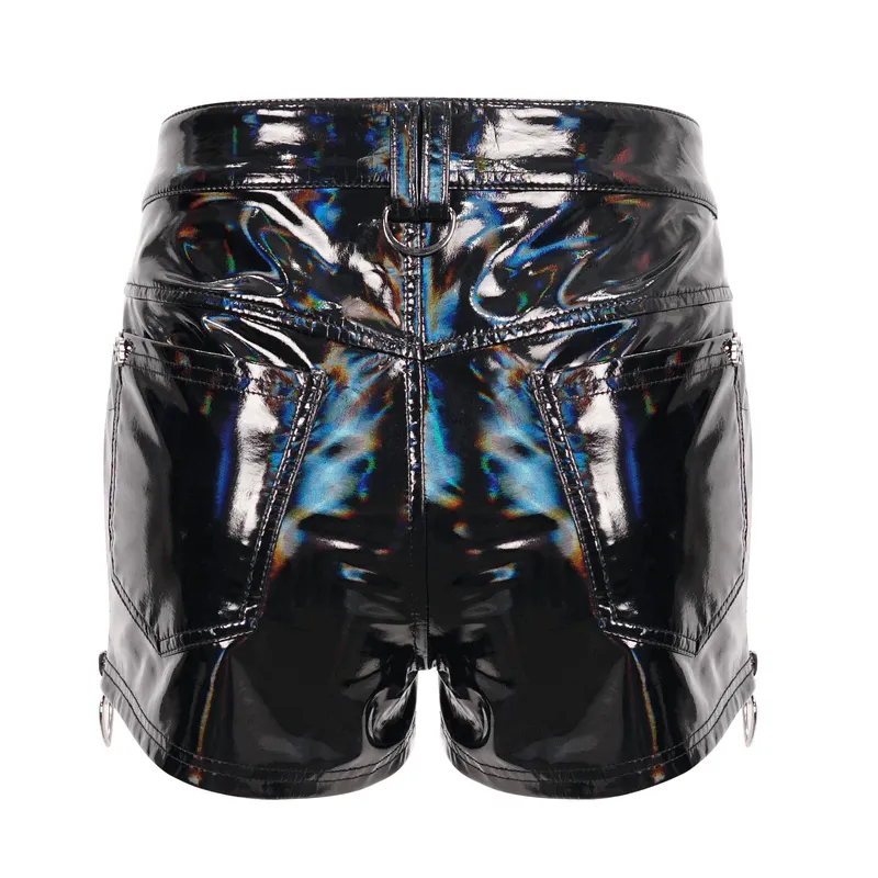 Pentagram Stylish Faux Leather Shorts for Punk Women