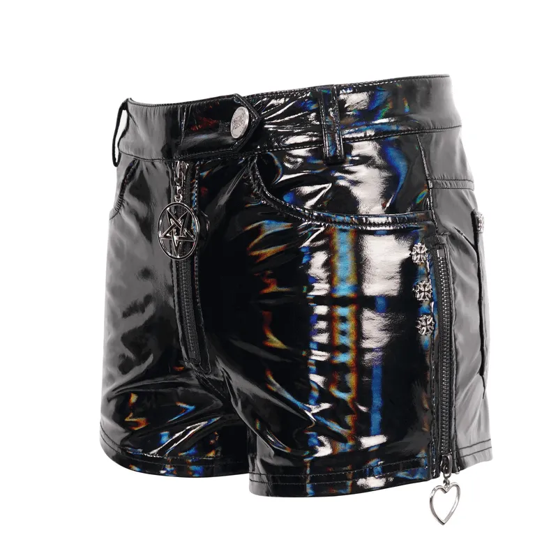 Pentagram Stylish Faux Leather Shorts for Punk Women