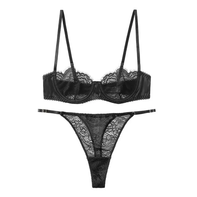 Pink & Black Lace Set