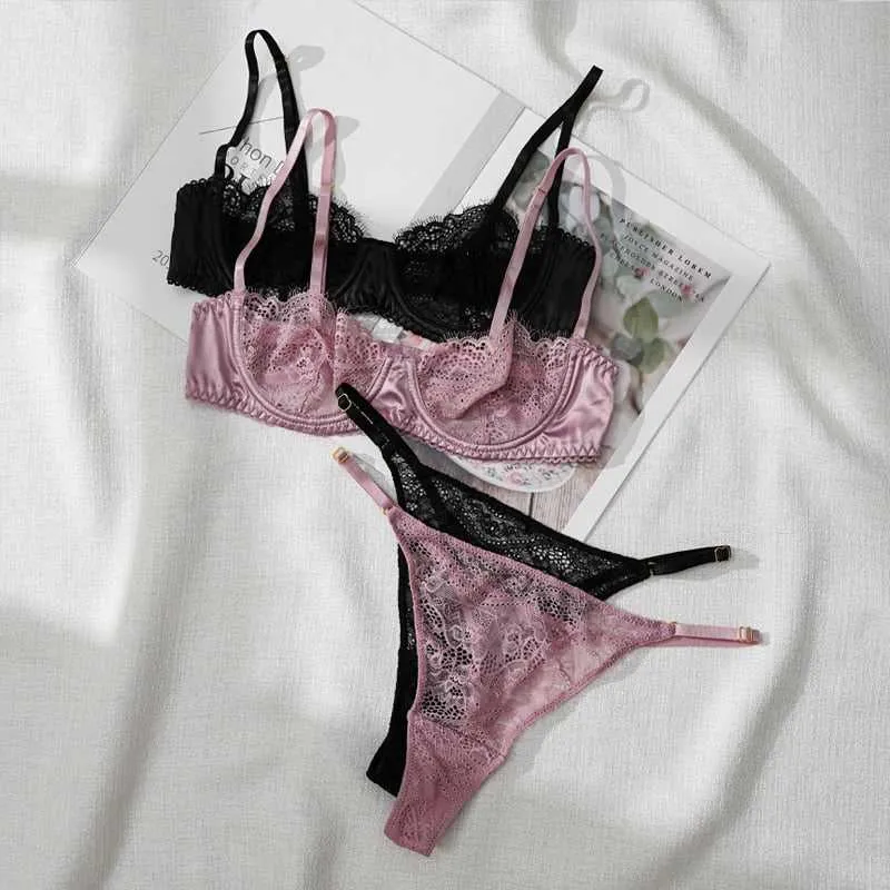 Pink & Black Lace Set