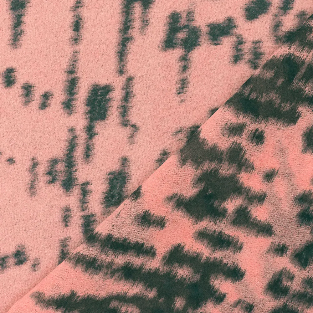 Pink-Gray Abstract Printed Poly Chiffon Woven Fabric