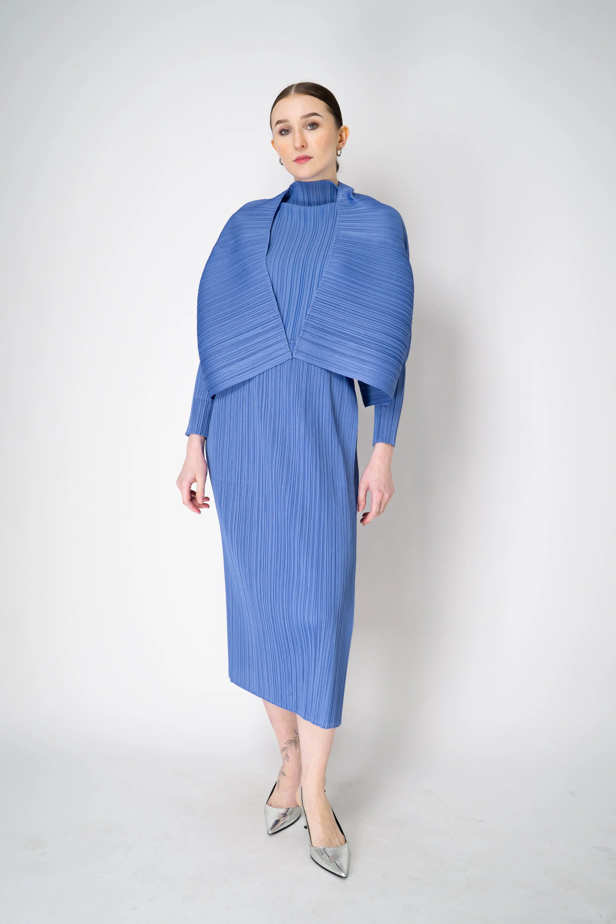 Pleats Please Issey Miyake Soft Pleats Turtleneck T-Shirt in Periwinkle