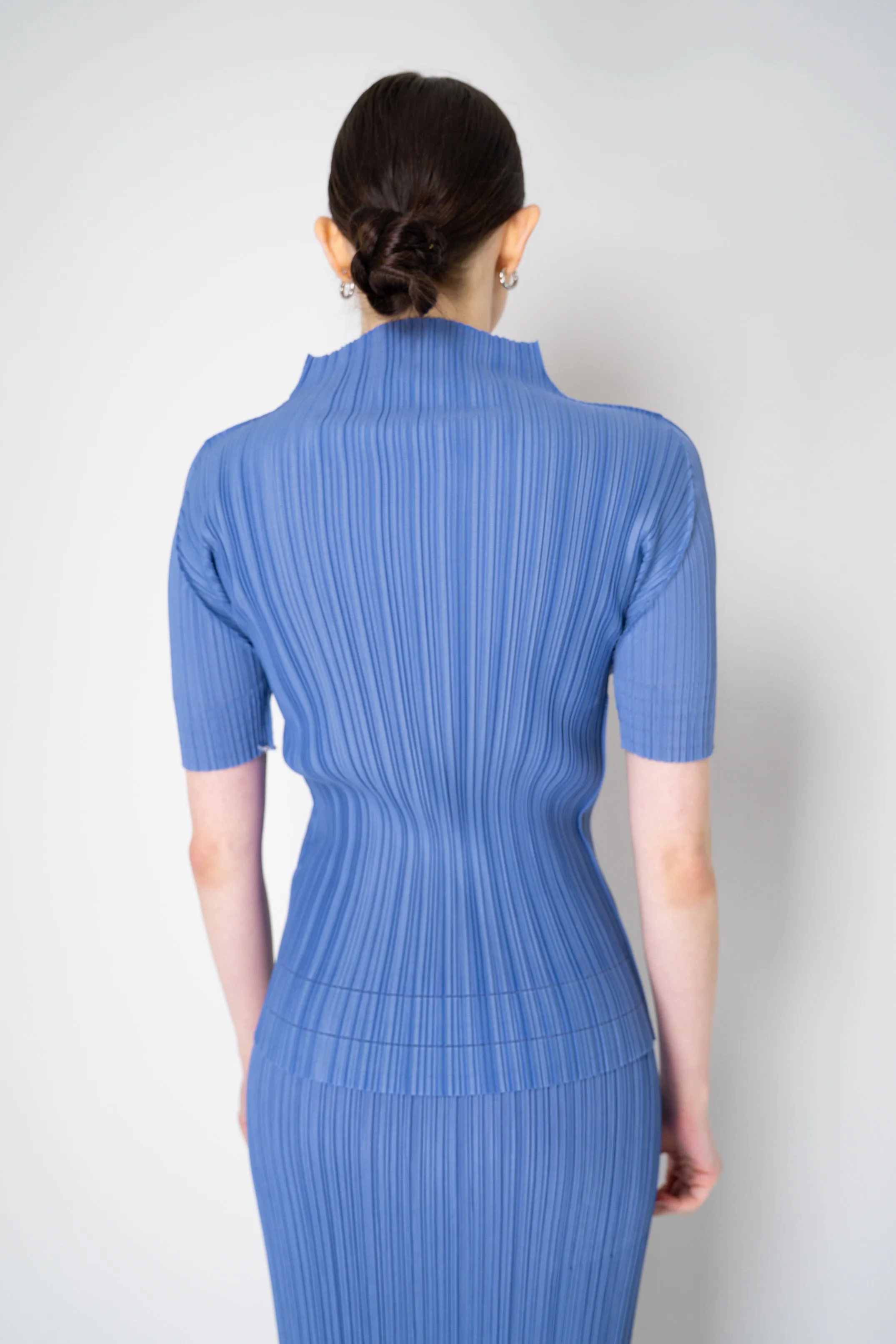 Pleats Please Issey Miyake Soft Pleats Turtleneck T-Shirt in Periwinkle