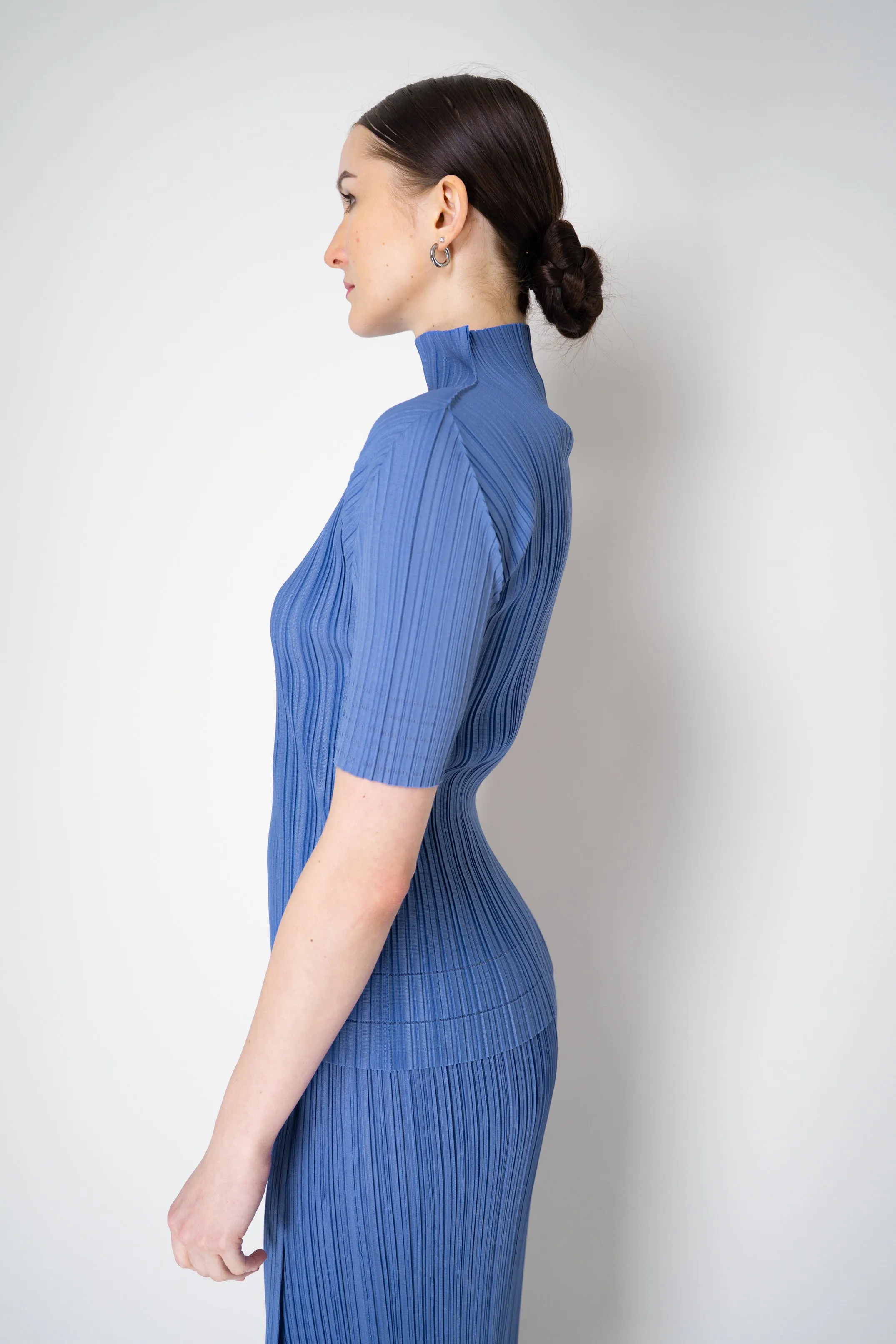 Pleats Please Issey Miyake Soft Pleats Turtleneck T-Shirt in Periwinkle