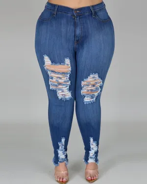 Plus Distressed Jeans