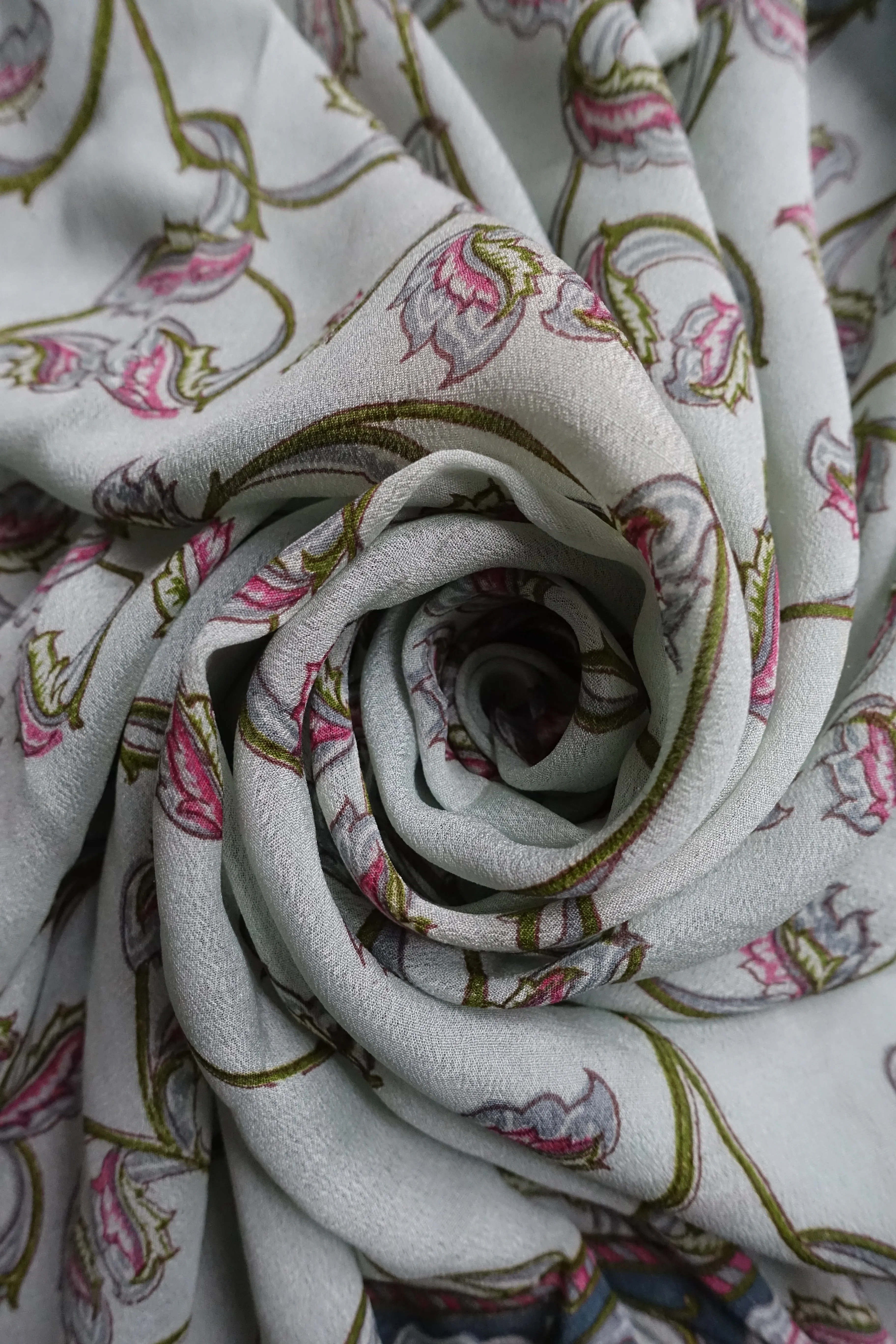 Printed Fine Silk Vintage Printed Sari - Preloved