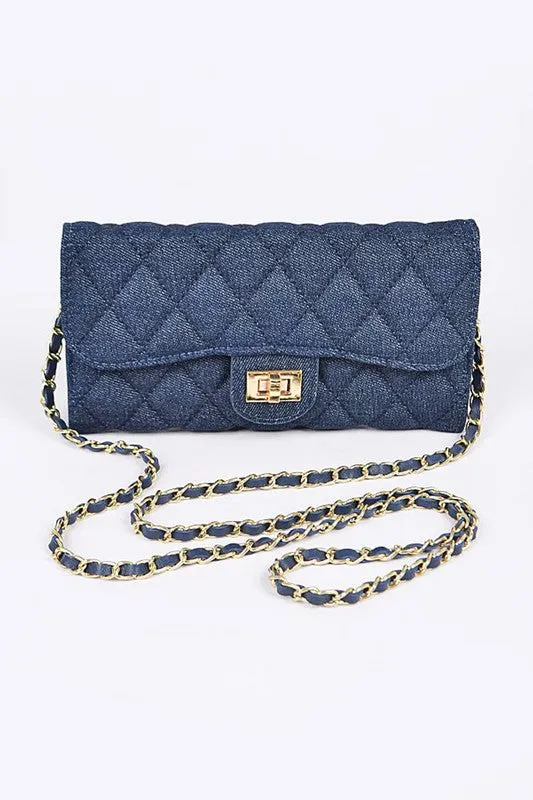 Quilted Denim Chain Wallet