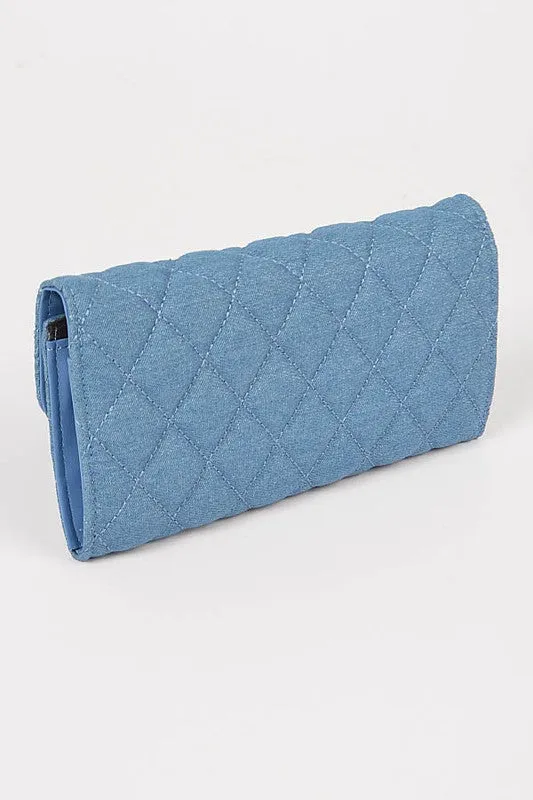 Quilted Denim Chain Wallet