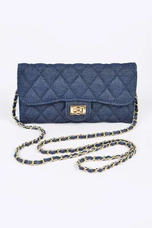 Quilted Denim Chain Wallet